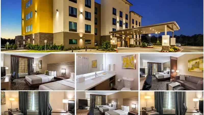 Comfort Inn near IAH, exterior at dusk with guest rooms and lobby, Houston, Texas